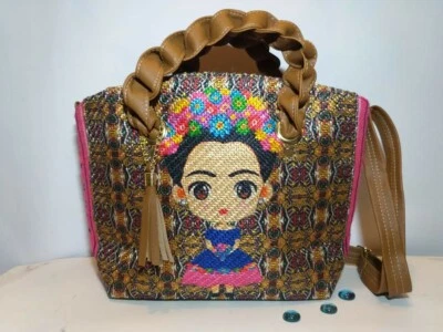 $28 • Buy Women's Handbag, Frida Kahlo Denim Design, Made In Mexico 