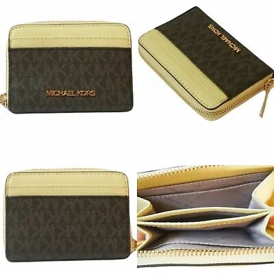 Michael Kors Jet Set Travel Medium Zip Around Card Case Wallet MK Signature  • $68