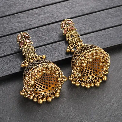 Bollywood Style Gold Exquisite Crystal Jhumka Earrings Indian Bohemian Jewellery • $8.24