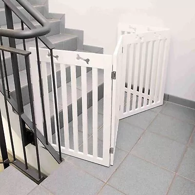 £79.99 • Buy Four Panel Freestanding Wooden Pet Dog Gate Slim Collapsible 160cm Fold Flat