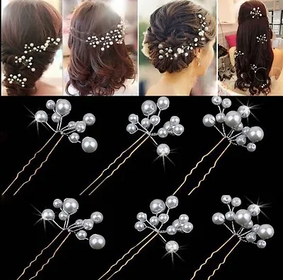 £3.99 • Buy Natural Pearl Wedding Hair Pins Bridesmaid Bridal Party Clips Grips Hair Prom
