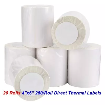 20 Rolls Direct Thermal Shipping Labels 250/Roll 4x6 For Zebra 2844 ZP450 Eltron • $72.15