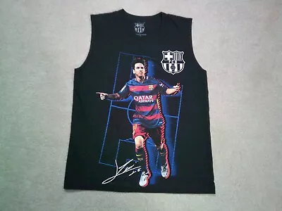 FCB Barcelona Messi Sleeveless Tank Top T Shirt Youth Medium Black Graphic • $15.89