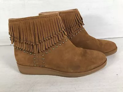 UGG Womens Ariane 1018638 Brown Suede Almond Toe Fringe Ankle Booties Size 10 • $17.99