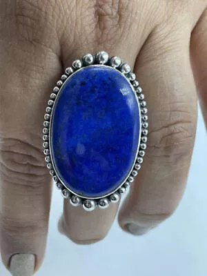 Lapis Lazuli Gemstone 925 Sterling Silver Handmade Statement Ring All Size R652 • $12.92