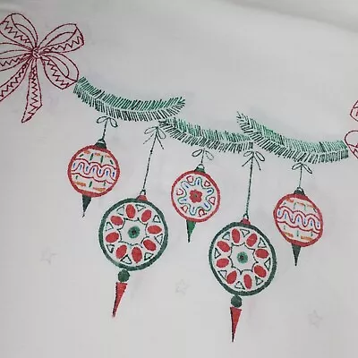 $76.50 • Buy Vintage Christmas Ornaments Tablecloth Reflectors Indents Rectangular 89 X 51
