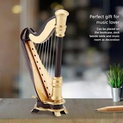 Miniature Harp Model Mini Musical Instrument Model Craft Wooden Decoration Gift • $15.63