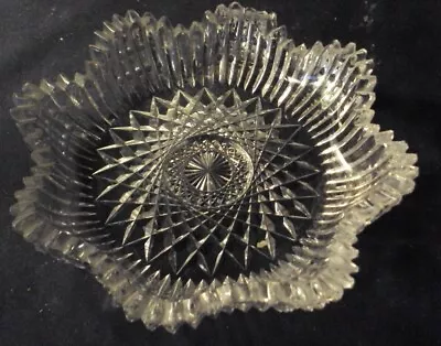 $12.99 • Buy ABP Cut Glass Star Shape Plate Bowl Hobstar Zipper 6  American Brilliant  Z1