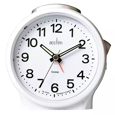 £14.99 • Buy Acctim Elsie Analogue Alarm Clock Non Ticking Sweep Quartz Luminous Hands White