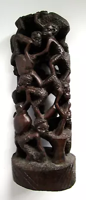 African Makonde Tree Of Life Detailed Wood Carved Art Sculpture - Ebony Wood VTG • $100