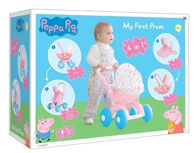 Peppa Pig 4 In 1 My First Pram Pushchair Carry Cot Baby Seat 18m+ • £46.99