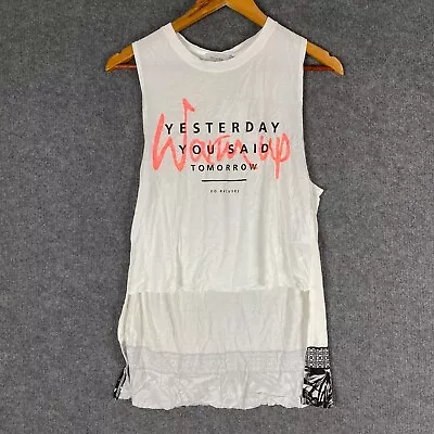 $15.96 • Buy NEW Bershka Tank Womens Medium White Top Shirt High-Lo Hem Sheer Ladies