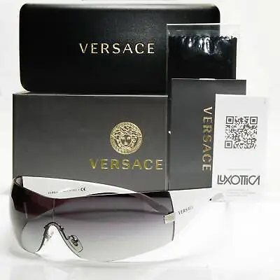 Authentic Versace Sunglasses White Shield Mens Womens Visor Ski 2054 1000/8G • $152.52