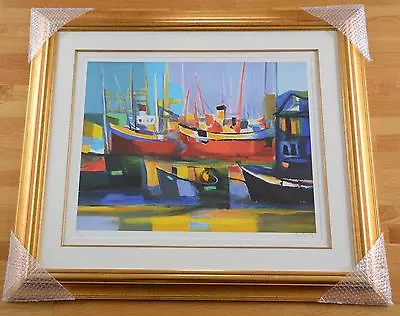 Marcel Mouly FRAMED  PORT TUNISIEN  Limited Edition Signed Numbered Lithograph • $1300