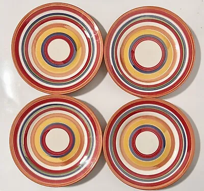 $44.99 • Buy Set Of 4 HD Designs Salad Plates BullsEye Stripe Bulls Eye Pattern Multi-color