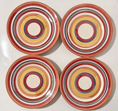 Set Of 4 HD Designs Salad Plates BullsEye Stripe Bulls Eye Pattern Multi-color • $44.99