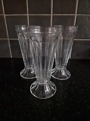 Vintage Soda Fountain Milkshake Ice Cream Sundae Glasses Set Of 3 • £15.75