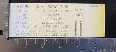Metallica - Vintage March 27 1993 Sydney Australia Mint Whole Concert Ticket • $50.58