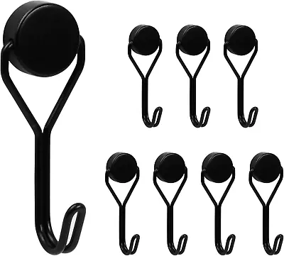 8 Pack Magnetic Hooks 30 LBS Strong Swivel Magnetic Hooks Black Heavy Duty Magne • £12.75