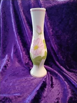 VTG FTDA 1981 Portugal Ivory Vase With Pink Flowers 8  • $5