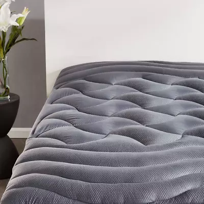 King Size Mattress Pad Cover Memory Foam Pillow Soft Topper Top Cooling Grey • $66.21