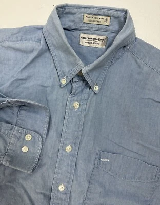 $19.49 • Buy Vintage 90s Abercrombie & Fitch Chambray Shirt Men Large Blue Long Sleeve Preppy