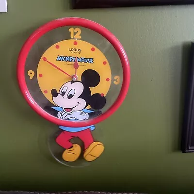 VTG Mickey Mouse Lorus Quartz Wall Clock/with Swinging Feet (VERY RARE) • $45