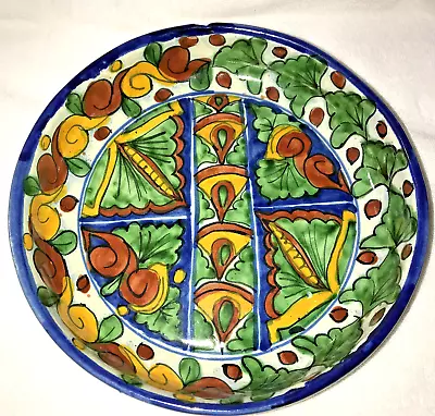 Talavera 11” Rimmed Serving Platter Round Tray Pottery Bowl Mexico By REA • $21.95