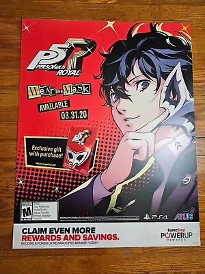 Persona 5 Royal Wear The Mask GameStop Promo Poster Wall Art Sign 22 X 28 • $19.99