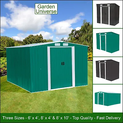 £169.99 • Buy Garden Shed Metal 3 Sizes Garden Universe Storage Pent & Apex Roof Green & Grey