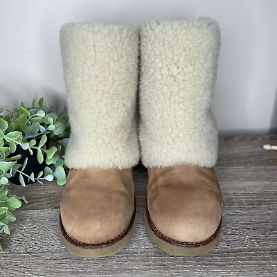 UGG Maylin Chestnut Suede Shearling Waterproof Womens Boots Sz 8 Style 3220 • £81.86