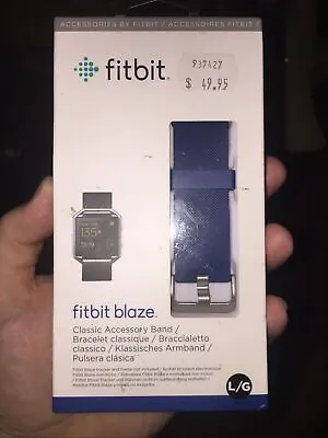 $25 • Buy Genuine Fitbit Blaze Classic Accessory Band Blue Size Large New/Sealed