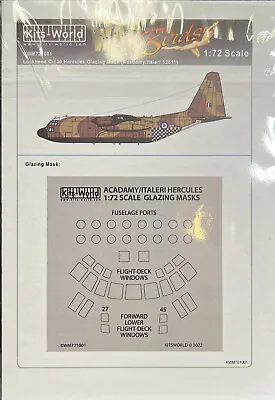 Kits-world  Mask 721001 X 1/72 C130 Hercules Fuselage Ports/Windows Mask /Acy/It • $10.95