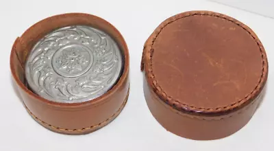 ANTIQUE Collapsible Folding Travel Cup With Leather Case • $9.99