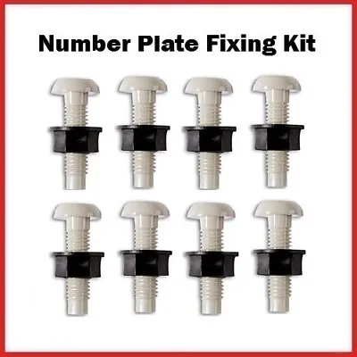 £2.49 • Buy 8 White Plastic Number Plate Screws & 8 Black Nuts Bolts Fixings Fittings Fixers