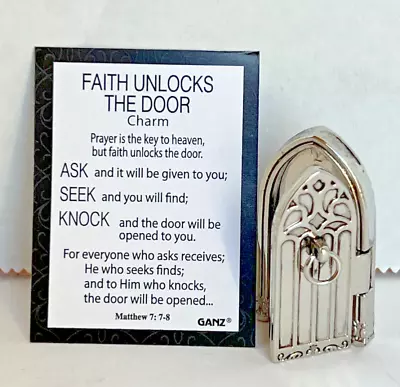 Ganz Charm Figurine  Faith Unlocks The Door  Opens  Ask Seek Knock  Matt 7:7 • $5.95