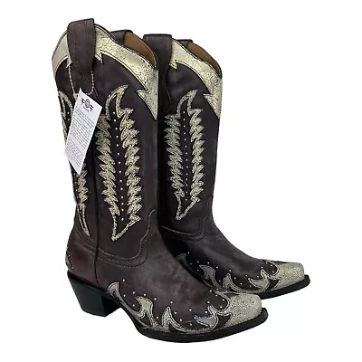 Circle G Women's Leather Overlay & Embroidery & Studs Western Boots Sz 8 NIB S13 • $95