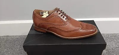 Men's & Boys Tan Brown Leather Brogue Shoes Wedding Formal Smart Style M9556B • £16.99