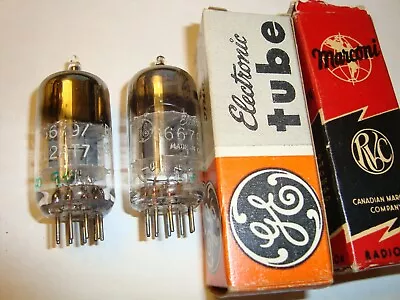 One Pair Of  6679 (12AT7) Tubes By GE (US) One Labelled Marconi • $19