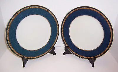 Mikasa Grande Ivory Imperial Lapis 2 Dinner Plates (10.75”) Gold Trim - Blue Rim • $32