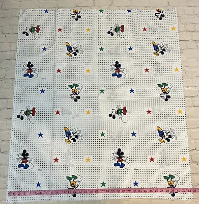 Vintage Mickey Mouse Fabric Walt Disney Polka Dots Stars 38”x67” Wide • $17.99