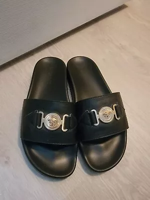 Versace Black Men’s Medusa Slides Sandals - EU Size 44 = US 11 • $40