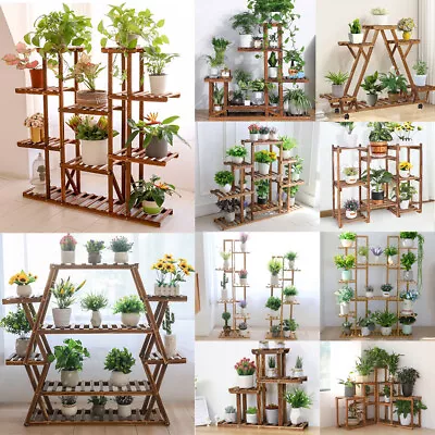 Various Wood Plant Stand Flower Rack Shelf Pot Bonsai Bookcase Storage Display • £36.94