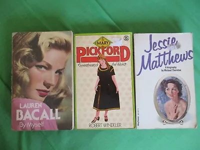 Lauren Bacall Jessie Matthews Mary Pickford Old Books Film Biography Paperback • £19.99