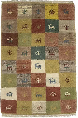 Multicolored Hand-Knotted Tribal Modern 2X3 Plush Gabbeh Rug Kids Room Carpet • $180.84