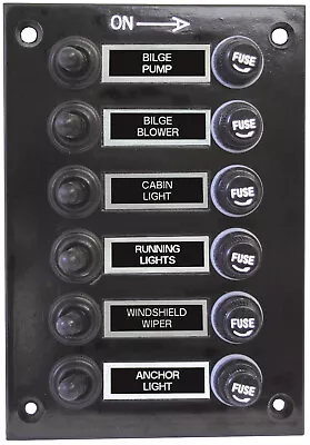 6 Gang Fused Marine Switch Panel Bakelite Panel Splash Proof Boots 12 Or 24 Volt • $62.20