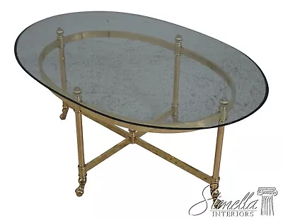 63581EC: LABARGE Regency Style Brass & Glass Coffee Table • $795