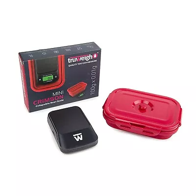 TRUWEIGH Mini Crimson Collapsible Bowl 100g X 0.01g Digital Scale Black/Red Bowl • $19.99