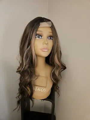 Long Voluminous Dark Brown Lace Front Wig With Blonde Highlights Wavy • $34