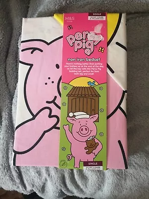 Bnwt M&s Marks & Spencer Percy Pig Single Duvet Cover Pillowcase Non Iron Bedset • £20